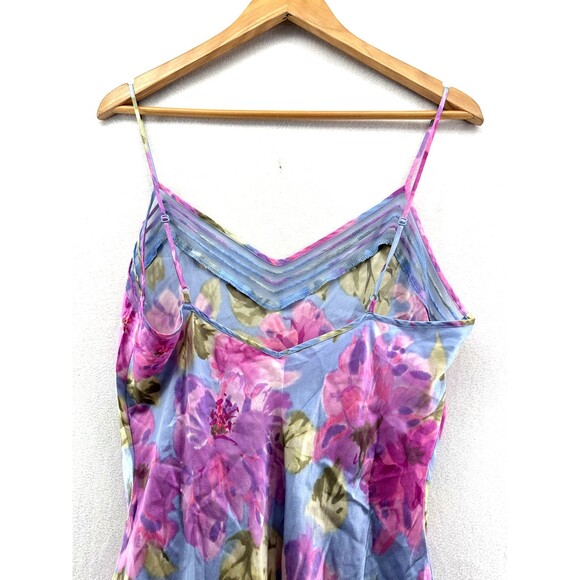 Victoria's Secret Silk Slip Dress Size L Blue Purple Floral Fairycore Mini Sexy - Picture 5 of 7